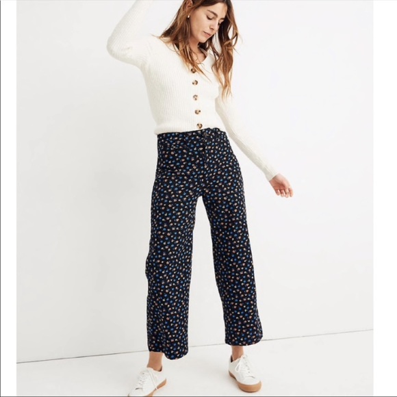 Madewell Pants - Madewell Floral Print Wide Leg Emmett Crop Pants